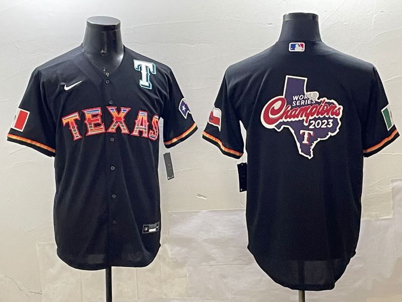 Men Texas Rangers Blank Black Mexico Game 2025 Nike MLB Jersey style 6->texas rangers->MLB Jersey